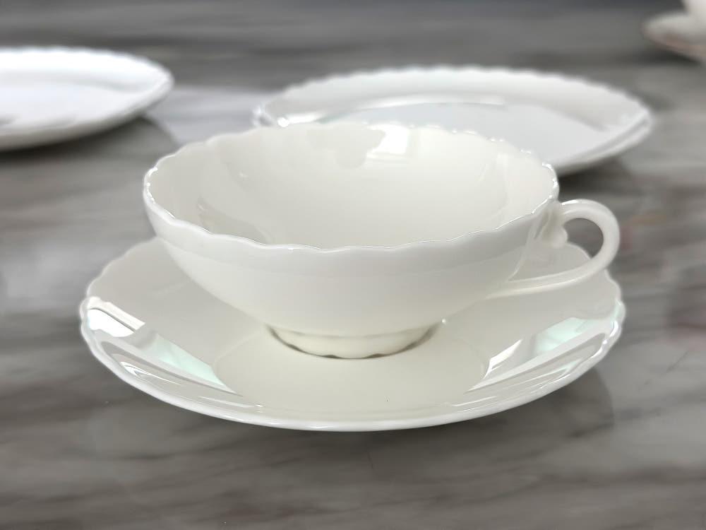 노리다케 화이트 앙상블 찻잔 앤 소서 2P 1인조