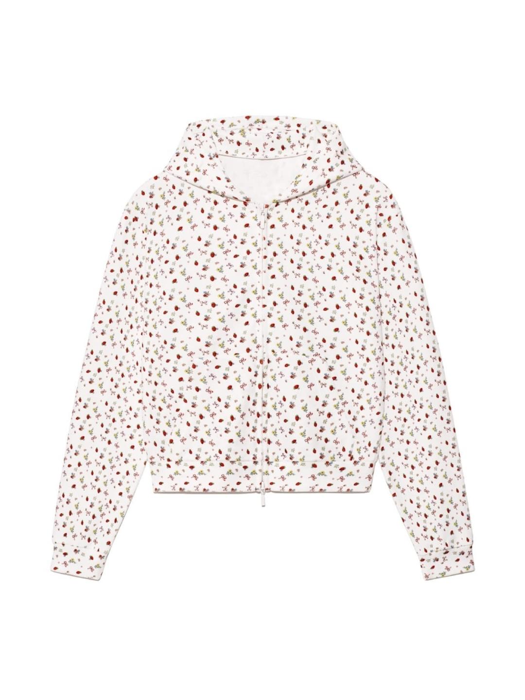 LAZY SUNDAY TERRY ZIP UP (STRAWBERRY BOW)