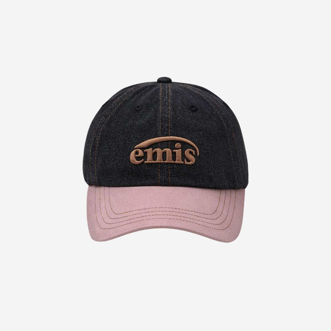 Emis Washed Denim Ball Cap Gray Pink