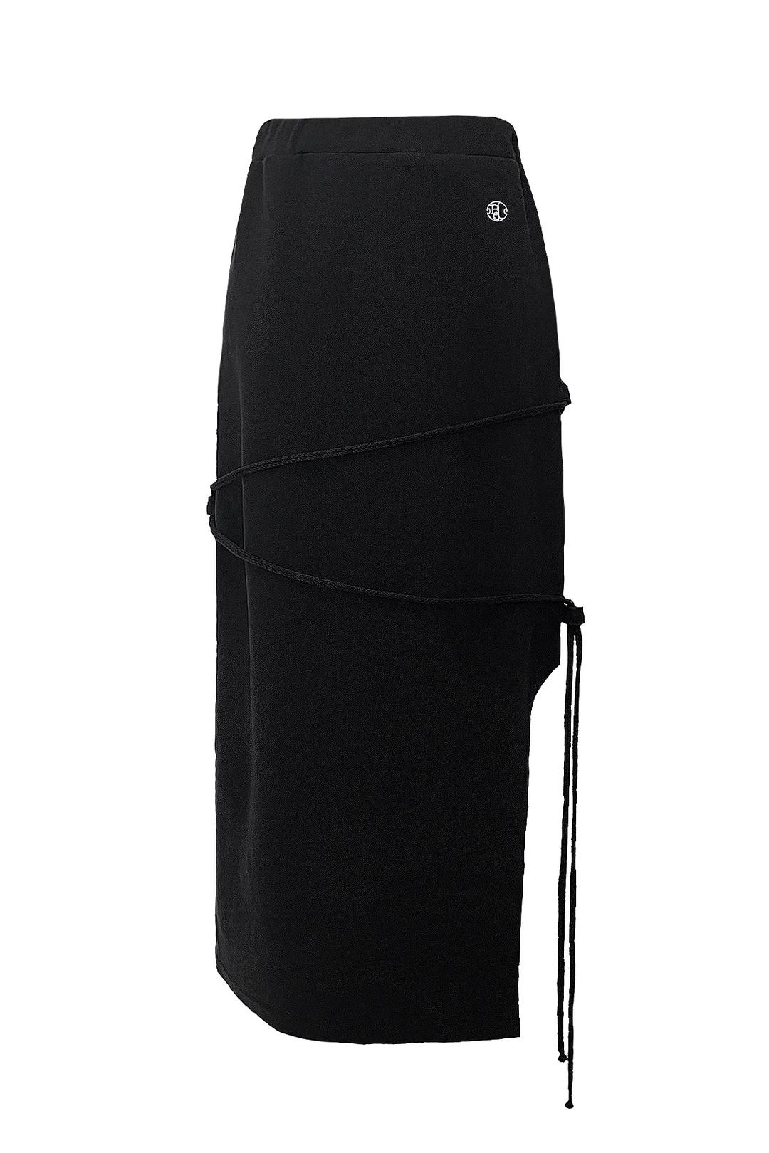 Strap slit long skirt