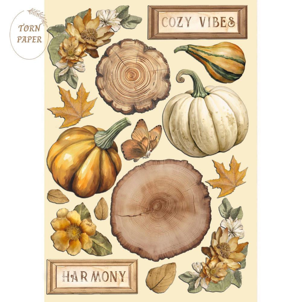 Stamperia 스탬페리아 Colored Wooden shape Golden Harmony pumpkins STA 585