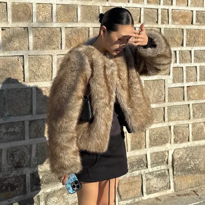 [5TH RESTOCK] AMELIA FUR JACKET - BEIGE