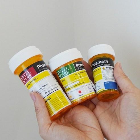 미드약통 미국 미드 밀폐 소분 약통 약병 M size 5개입 (스티커 포함), 오렌지, 1세트