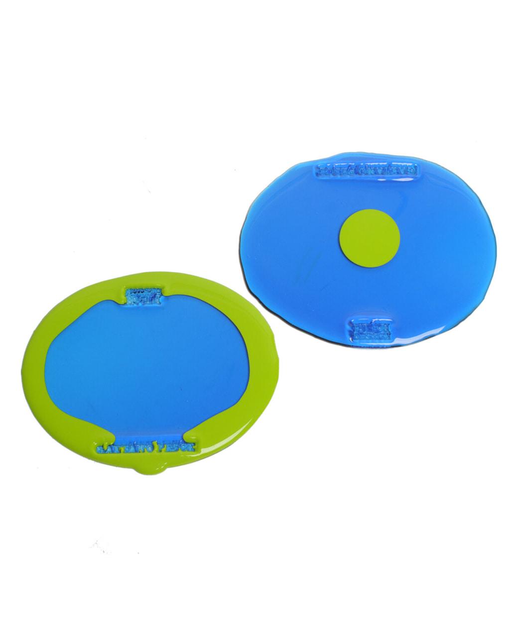 Gaetano Pesce / Set of 2 Coasters - clear blue & matt lime