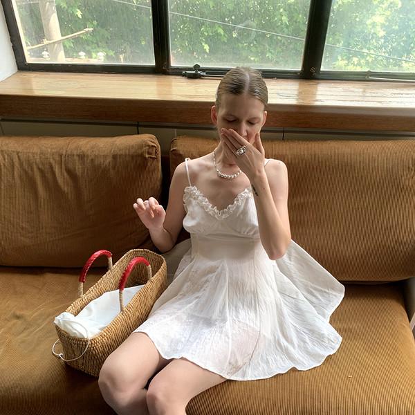 LONSLAN Satin lace-up sleeveless dress