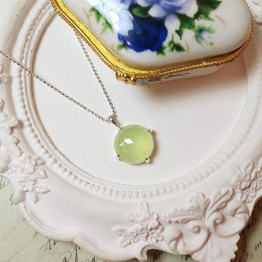 심플 라운드 통통 로즈컷 프레나이트 포도석 원석 목걸이