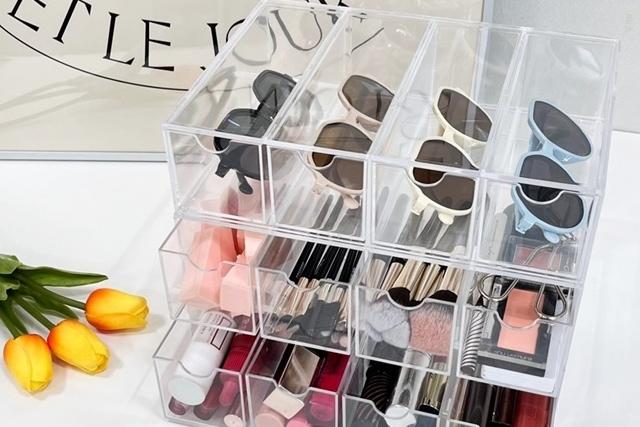 [5% 쿠폰] 쌓아쓰는 서랍형 아크릴 가로세로 화장품 브러쉬 정리함