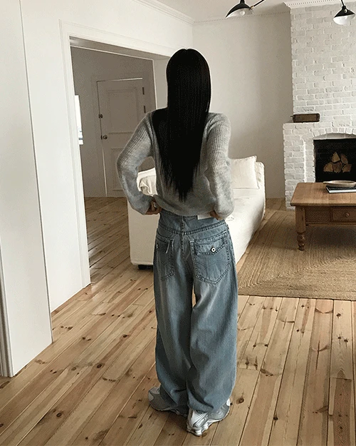 스티치 백 포켓 데님 팬츠