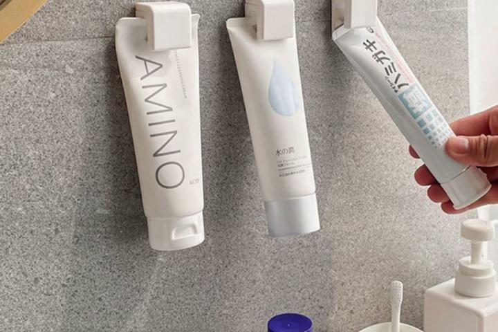 무타공 부착식 욕실 치약걸이 수건 꽂이 걸이 치약 거치대 접착식 홀더 클립형 폼클렌징 튜브