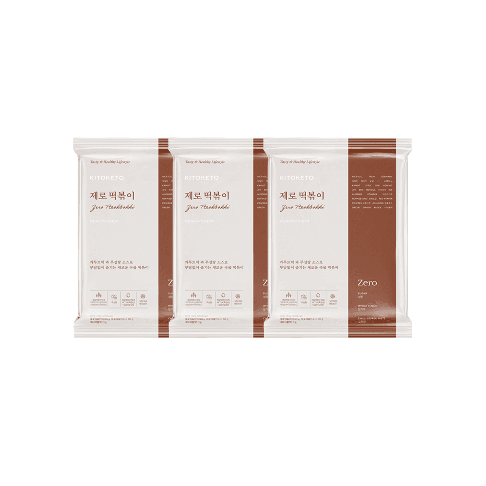 [키토케토] 제로떡볶이 설탕X 밀가루X 고추장X 다이어트간식 곤약떡볶이 3pack