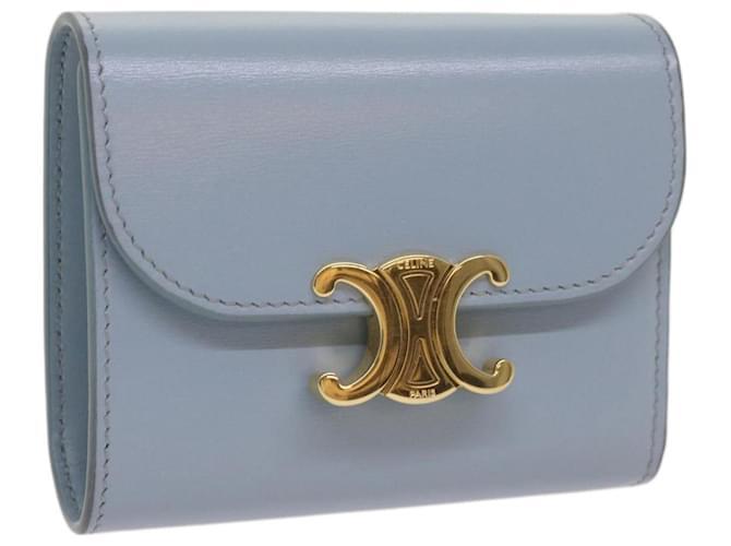 CELINE Wallet Leather Light Blue 10D783DPV Auth 66844A