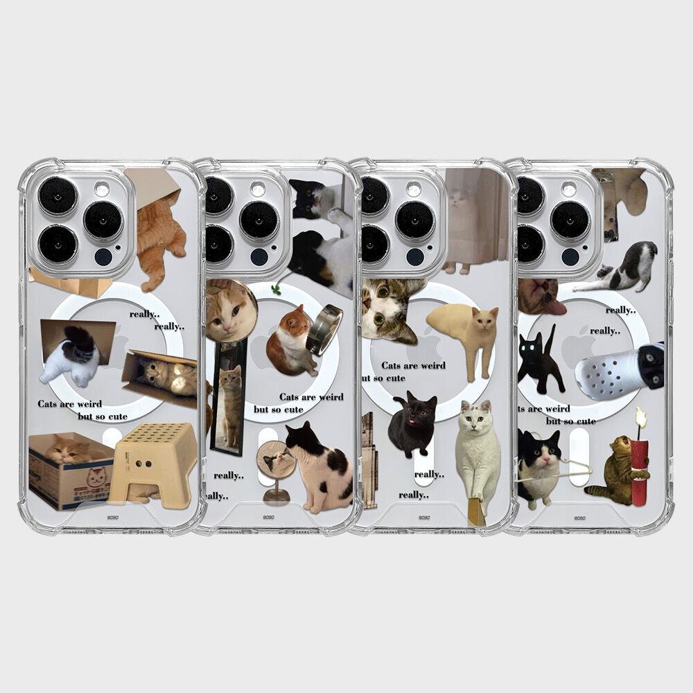 9C9C 이상한 고양이 맥세이프 범퍼 젤하드 케이스