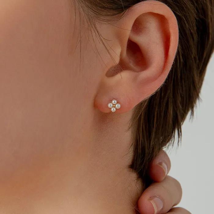 14k 미니 4알 진주 링 귀걸이 (14k골드) #ER06