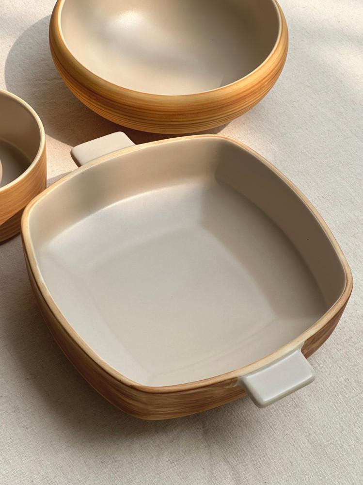 (Woody Series) Handle Bowl/ 우디 나무 양손 잡이 파스타 샐러드 볼