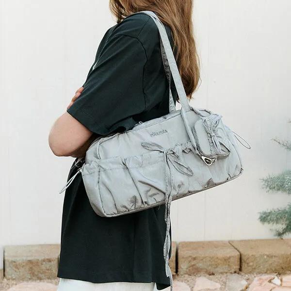 STRING RIBBON DUFFLE BAG GRAY