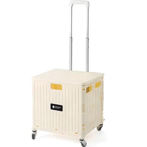 홈앤하우스 4바퀴 접이식 핸드카트 65L + 뚜껑 세트, 아이보리, 1개 - 핸드카트/쇼핑카트 | 쿠팡