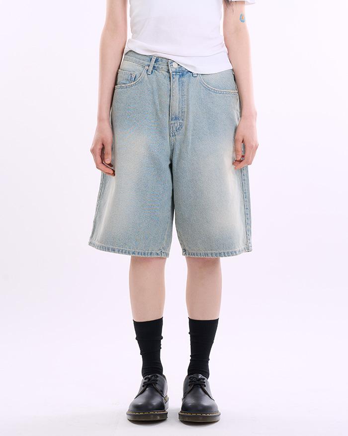 오션 블루 버뮤다 데님 팬츠