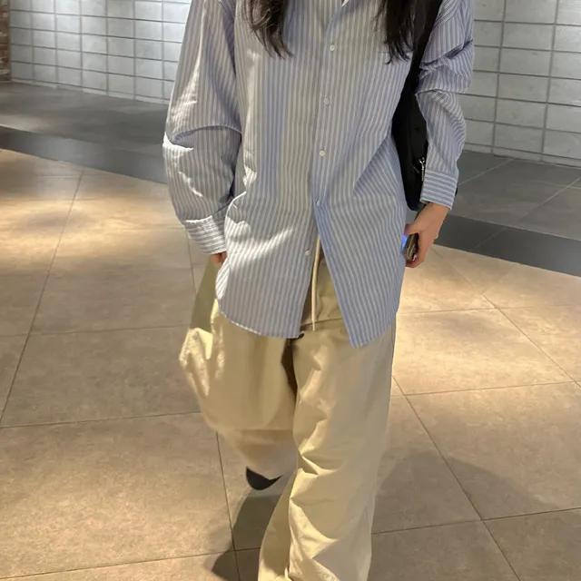 맥시 스트라이프 오버핏 셔츠