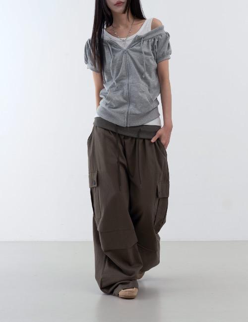 two way shirring zip up