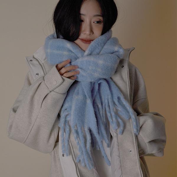 코지 스카이 울 체크 머플러