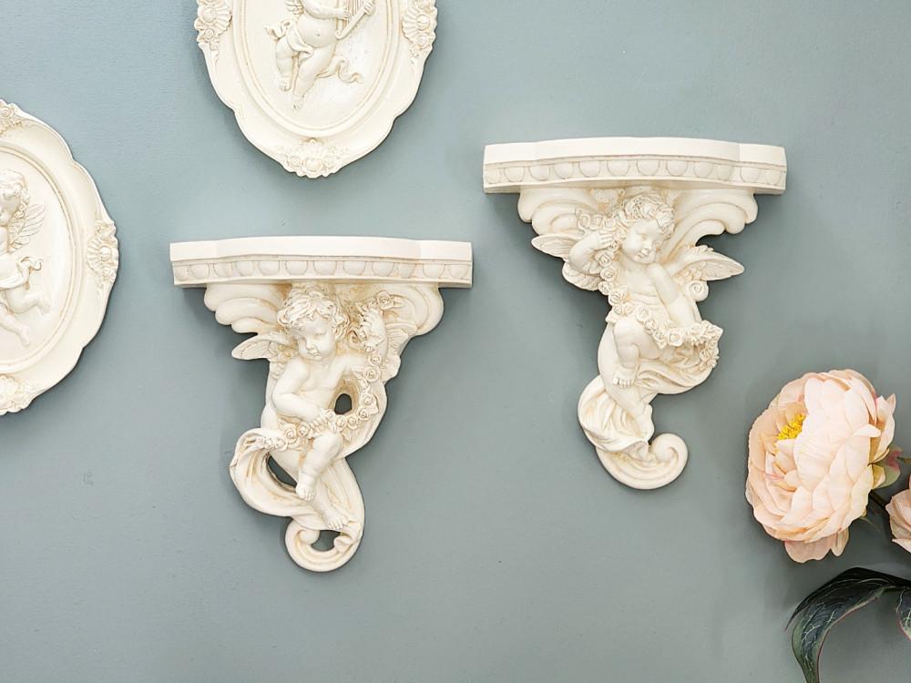 쉐비블랑체 프렌치 엔틱 인테리어 벽장식 천사 선반 까페 촬영 벽걸이 선반