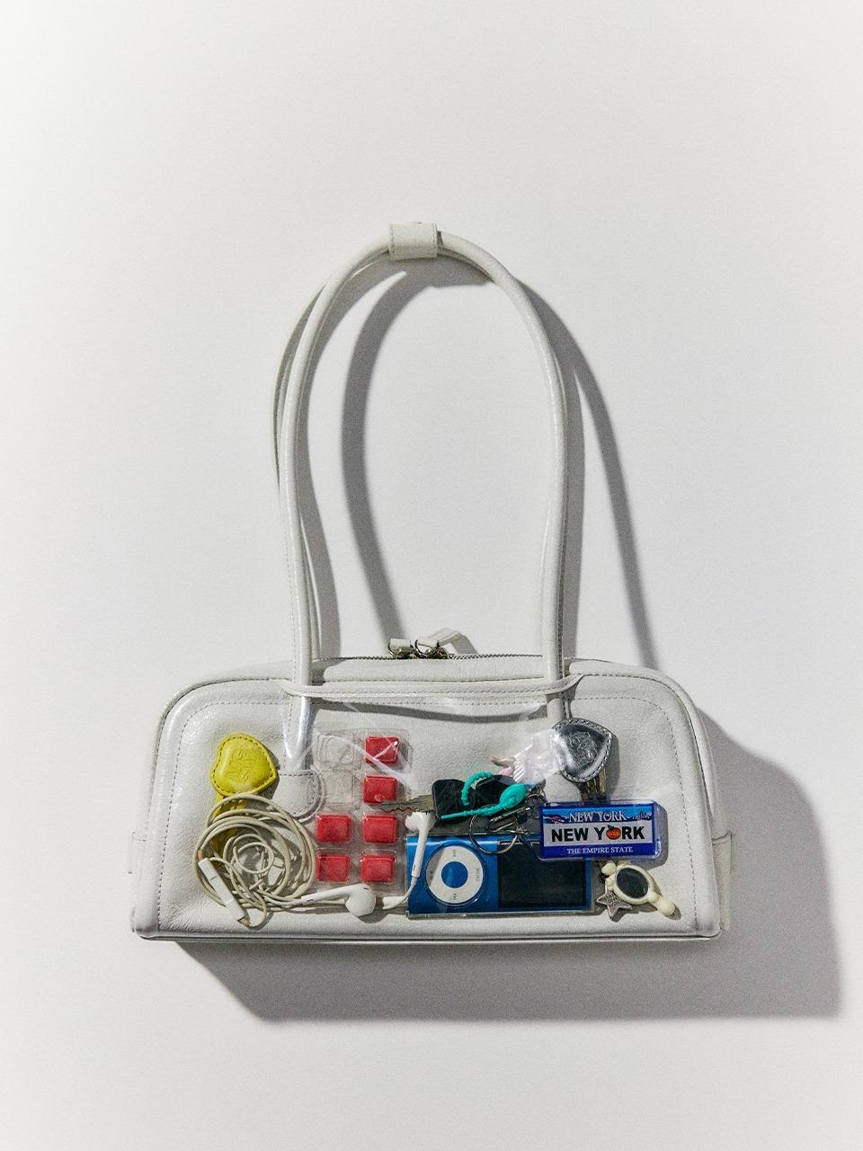 SOFT BAGUETTE CLEAR POCKET_off white cracked