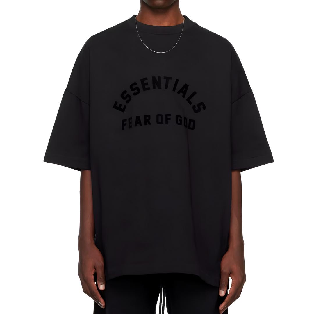 피오갓 에센셜 헤비 코튼 반팔 로고 제트 블랙 티셔츠