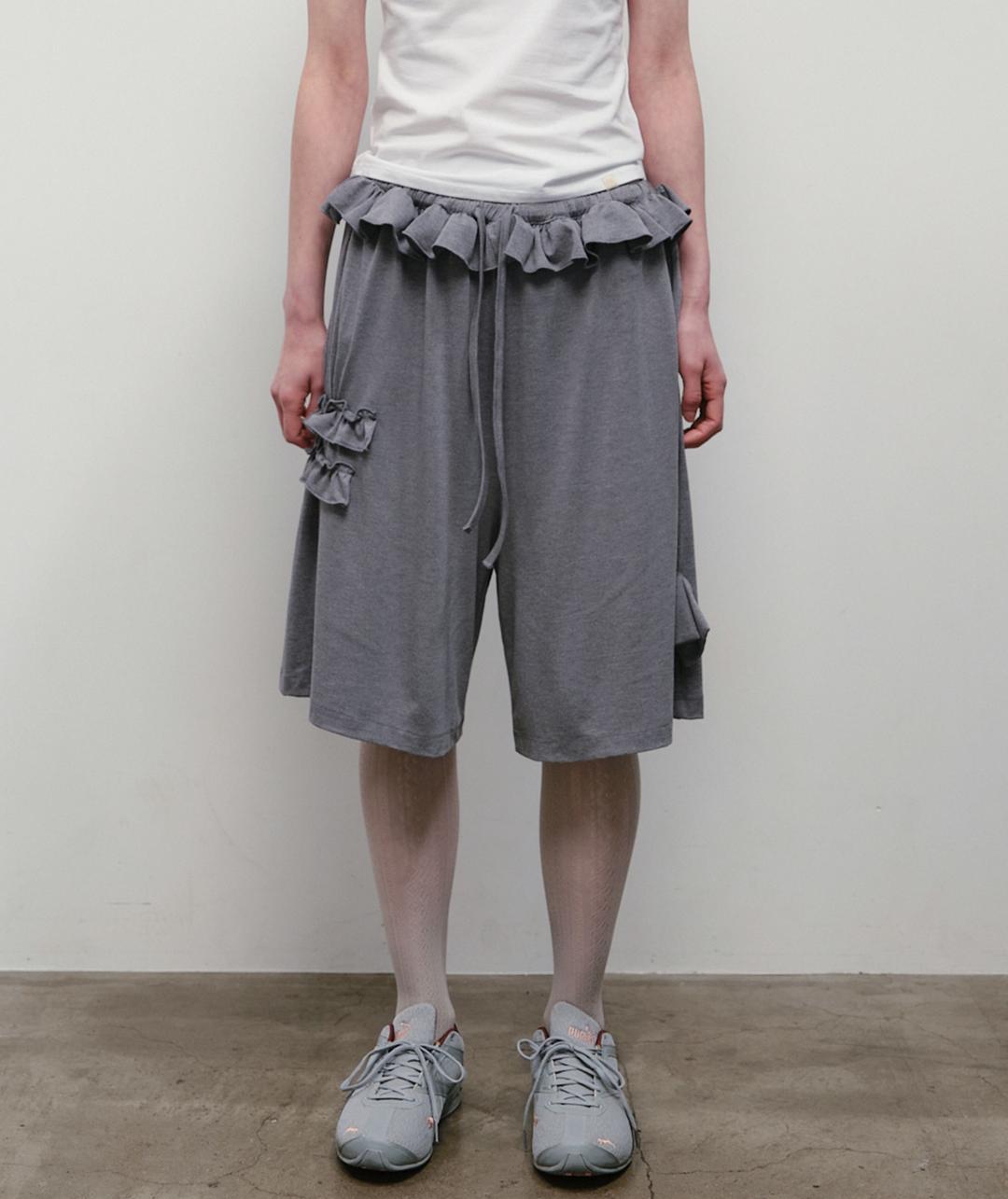 Ruffled Comfy Pants [Gray]