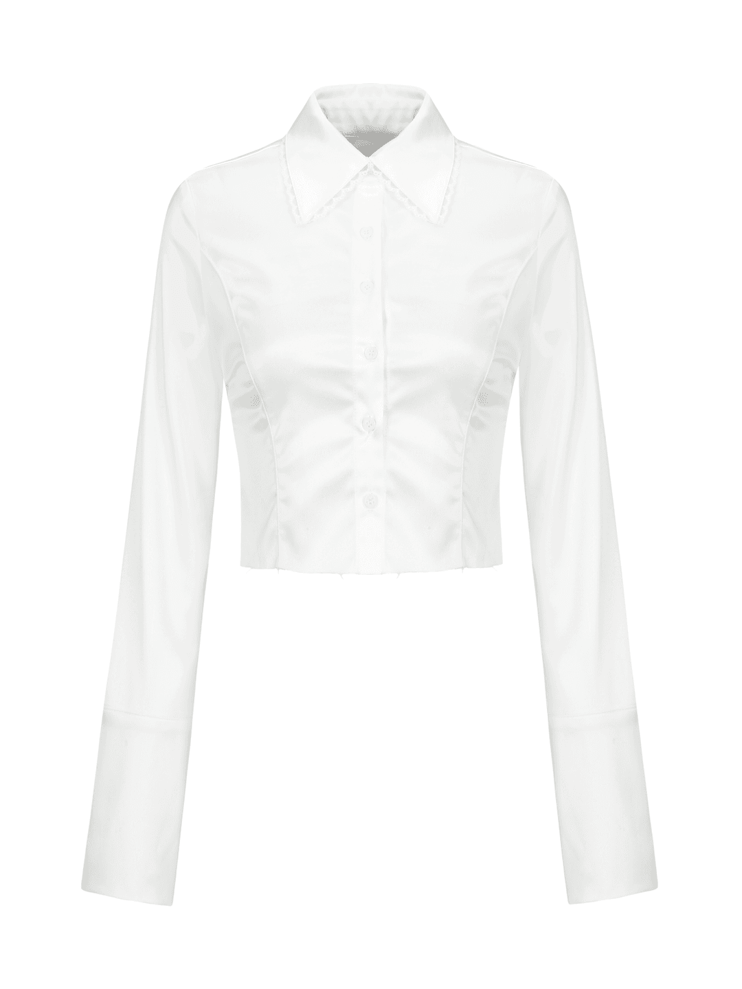 Lace Cuffs Crop Shirt (white)