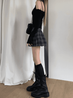 Cluer Check Pleats Skirt