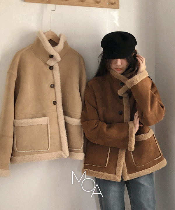 모어라운드 [얼리윈터❄️] [made] 히튼 카라 하이넥 스웨이드 퍼 무스탕 자켓 -2color (겨울무스탕/얼리윈터/싱글무스탕/스웨이드무스탕/퍼무스탕/루즈핏점퍼/데일리룩)