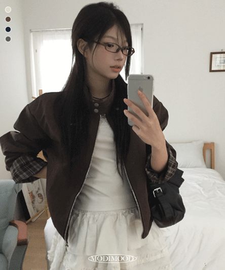 가을신상🤎 [핀턱디테일/체크배색] 어텀 체크 밑단 핀턱 점퍼 - 4color