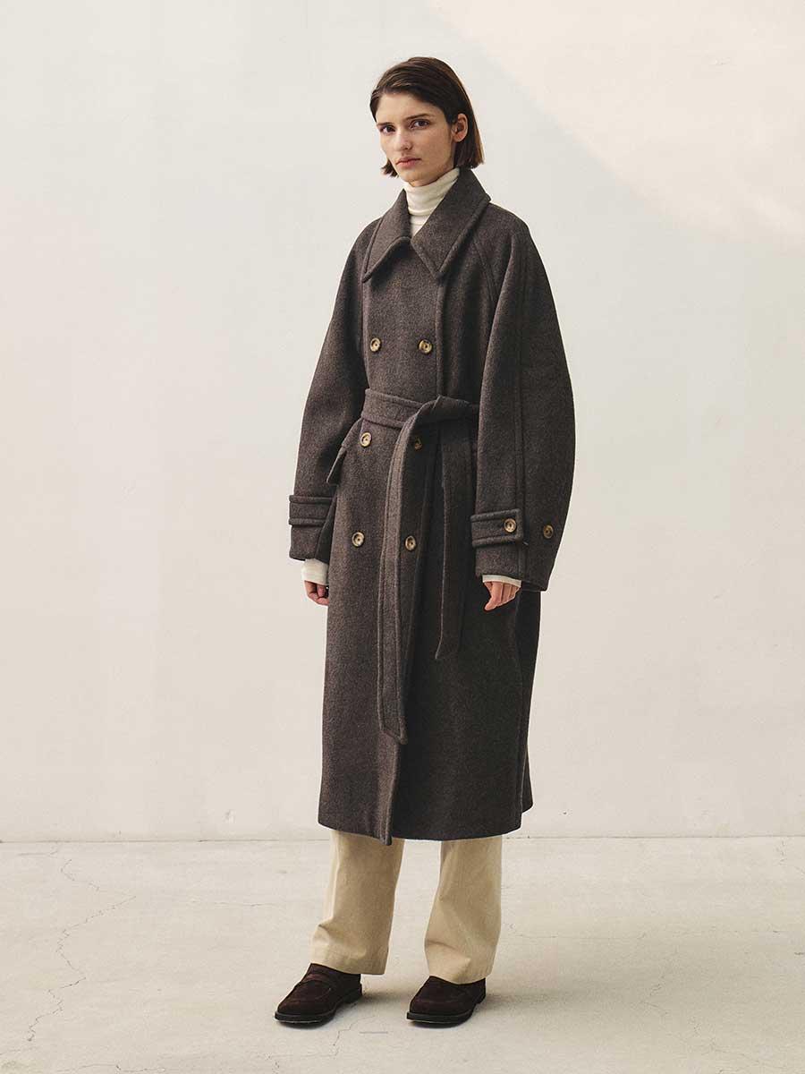 TTW CASHMERE DOUBLE WOOL COAT_BROWN