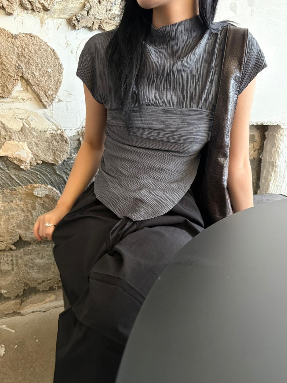리스 pleats layered tee (3color)