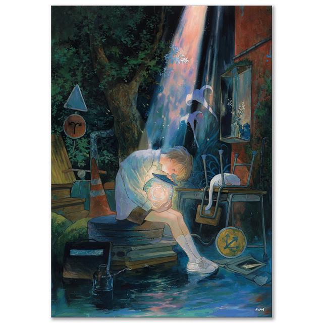 A2 캔버스 / 달빛등불하나 / 노마 NOMA 아트포스터 캔버스 미술 수채화