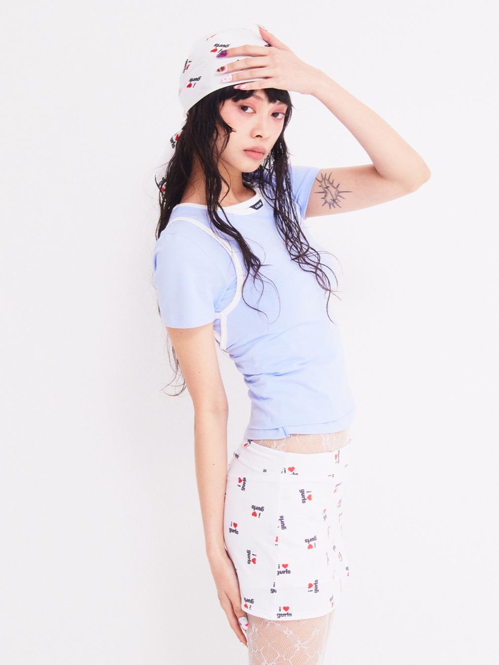 COLORING DOUBLE LAYERED T-SHIRT BLUE