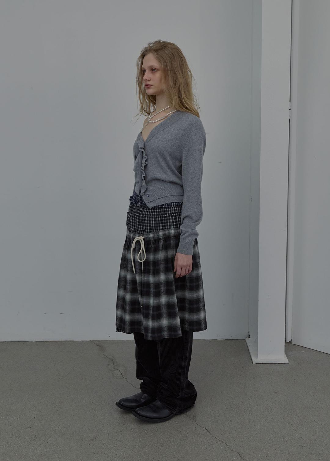 DOUBLE-LAYER WAVY CARDIGAN (MELANGE GREY)