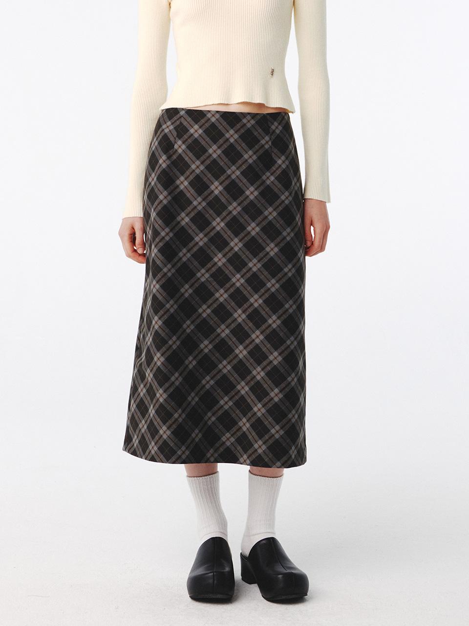 Check Midi Skirt Charcoal