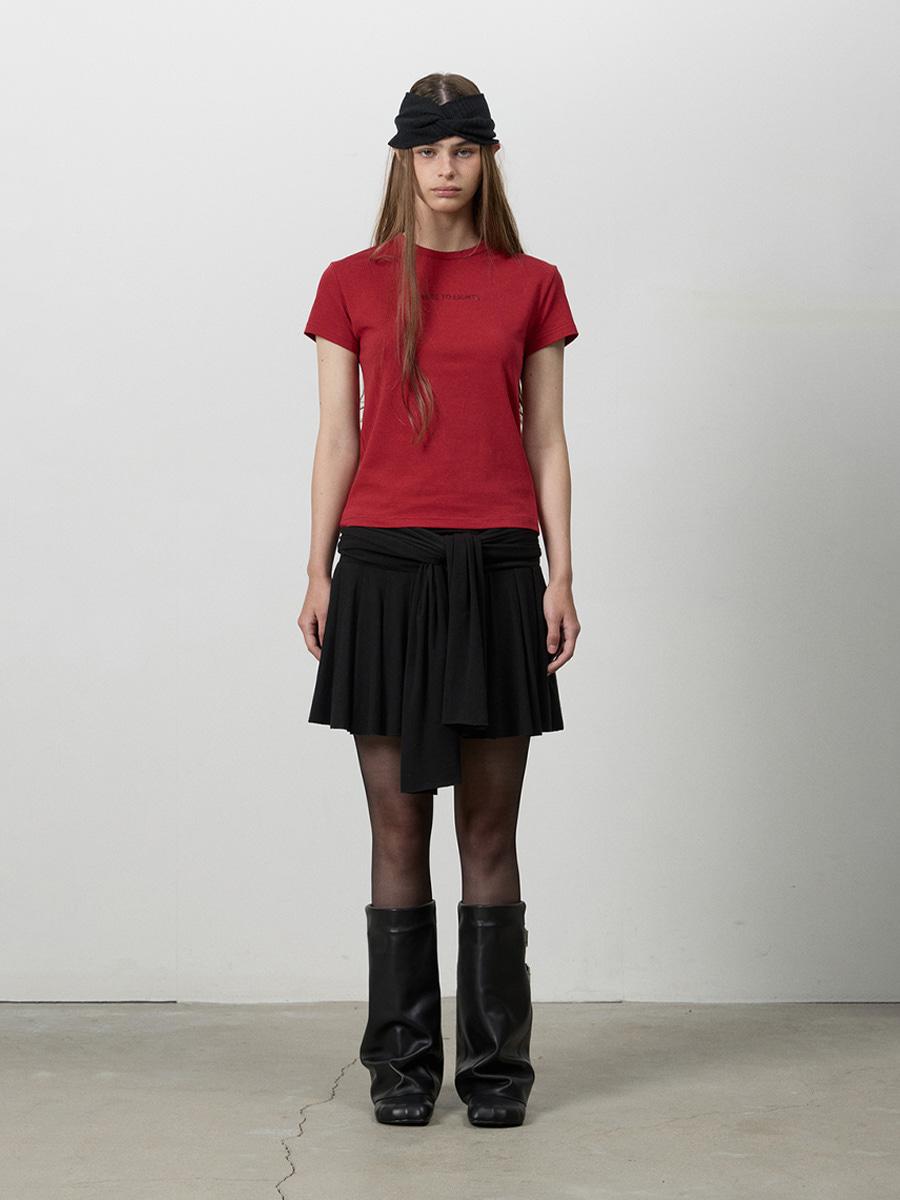 RIBBON KNOTTED MINI SKIRT BLACK