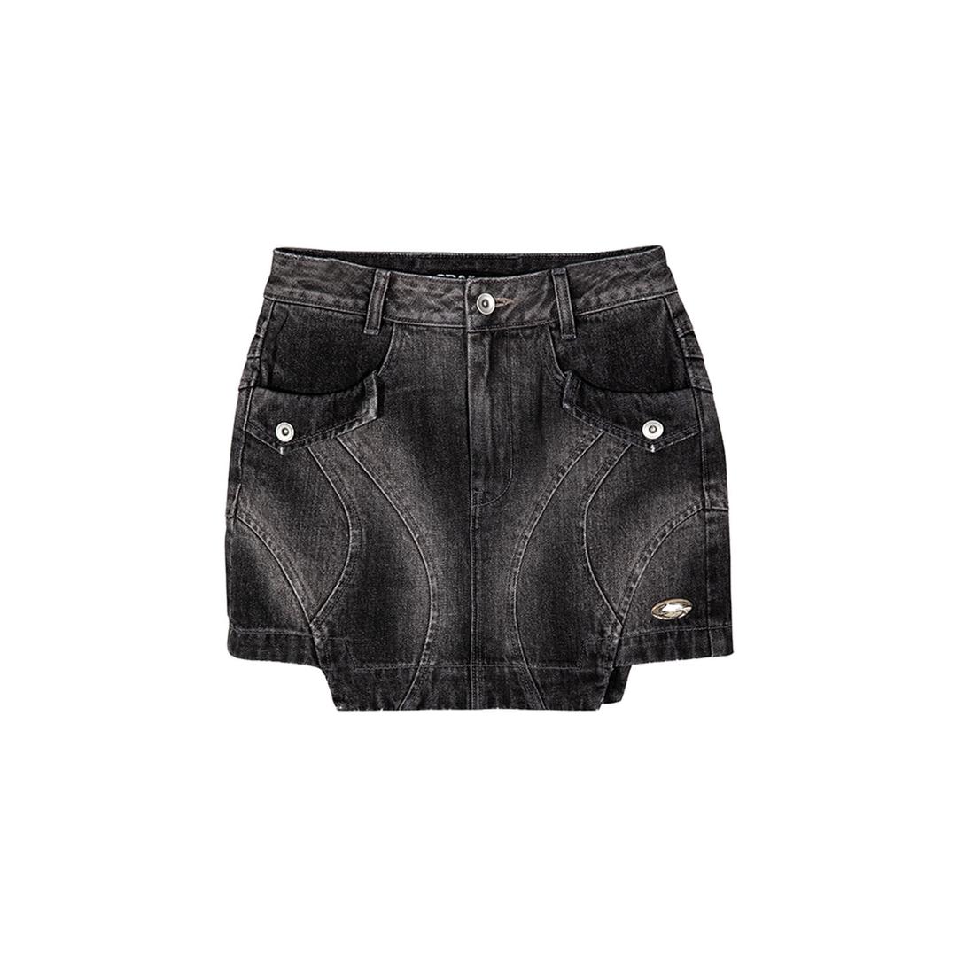 SPRAY BIKER SKIRT [BLACK]