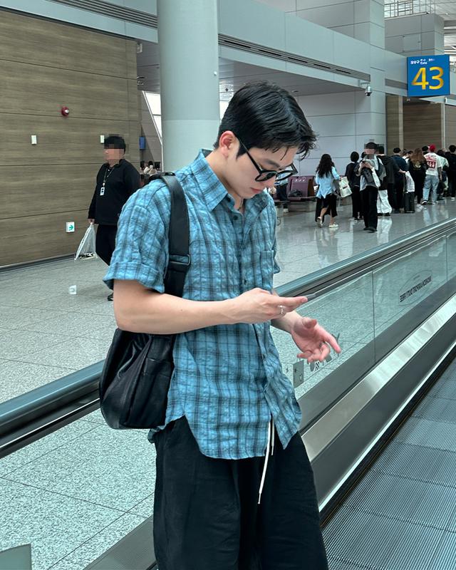 썸머 체크 반팔 셔츠