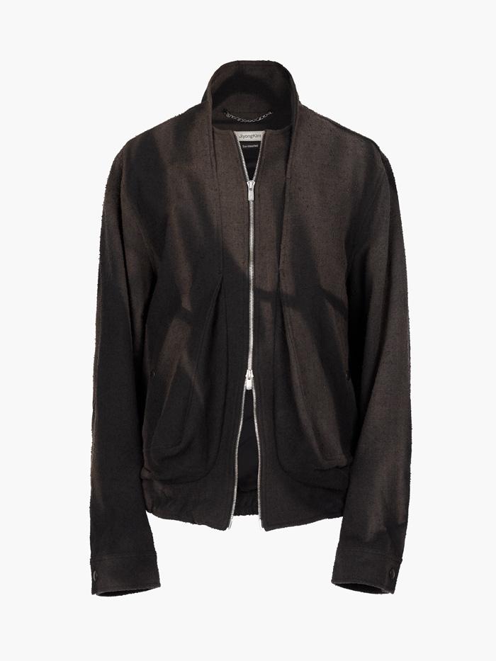 Sun-Bleached Shawl Collar Jacket - Black