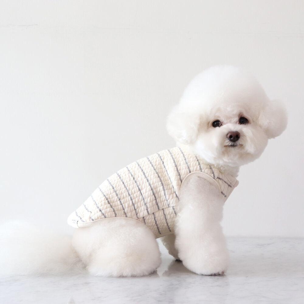 쉬오트 베베 크림 누비 집업 베스트 (그레이)