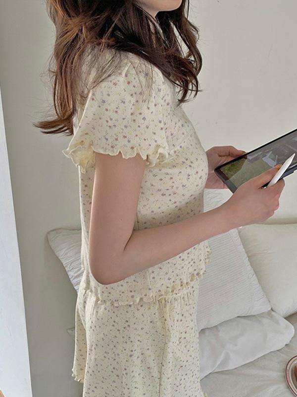 무드플로럴 반팔 상하세트 파자마 잠옷