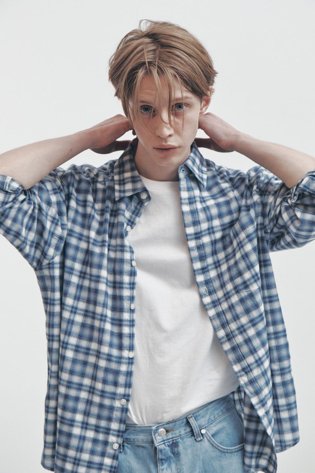 ONE POCKET CHECK SHIRTS(NAVY)