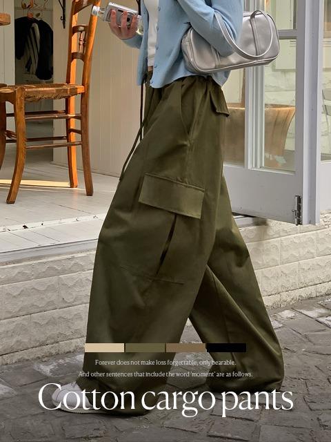 [유니크힙✨/모델소장템] 켄치 코튼 스트링 카고 팬츠 (44~88) (빅사이즈-코튼팬츠-스트링팬츠-건빵팬츠-벌룬팬츠-와이드팬츠-스토퍼팬츠-y2k-면카고바지-벌룬카고바지)