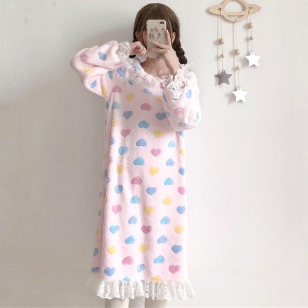 겨울철 레이스 하트 잠옷 2종택