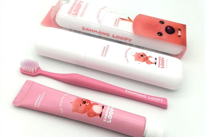 잔망루피 여행용 휴대용 치약,칫솔,휴대용 케이스 3종 세트 / 선물세트