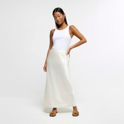 Petite stone satin maxi skirt