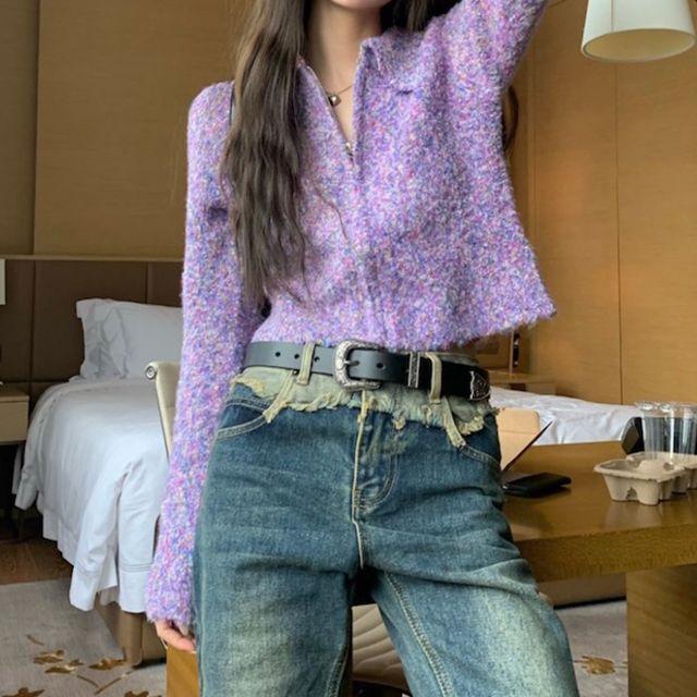 빈티지핏 칼라 집업 가디건